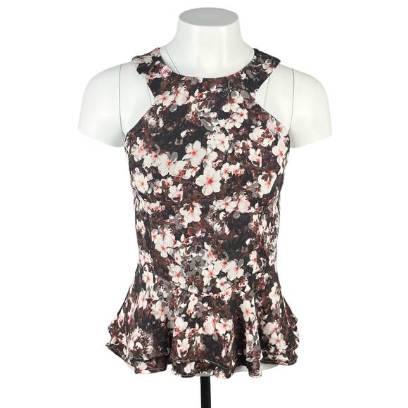 PARKER 100% Silk Floral Peplum Blouse XS - Picture 1 of 6